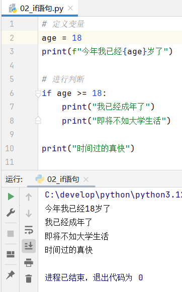 当age为18时，执行结果